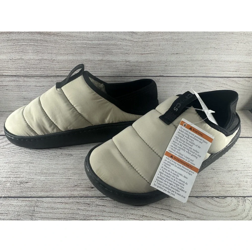 Crocs Kids Moth Classic Lightweight Puff Slip On Moc Slippers Clogs Size J6